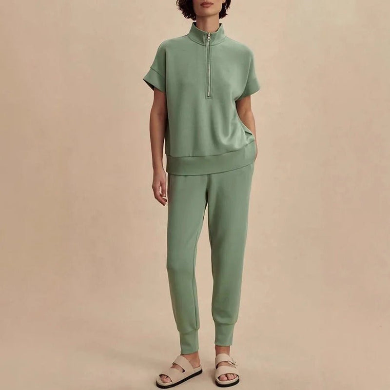 Gemütliches Halb - Reißverschluss - Sweatshirt und Jogger - Loungewear - Set - Livezo