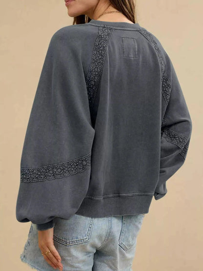 Gemütliches Sweatshirt mit Spitzenbesatz für lässig - schicke Looks - Livezo