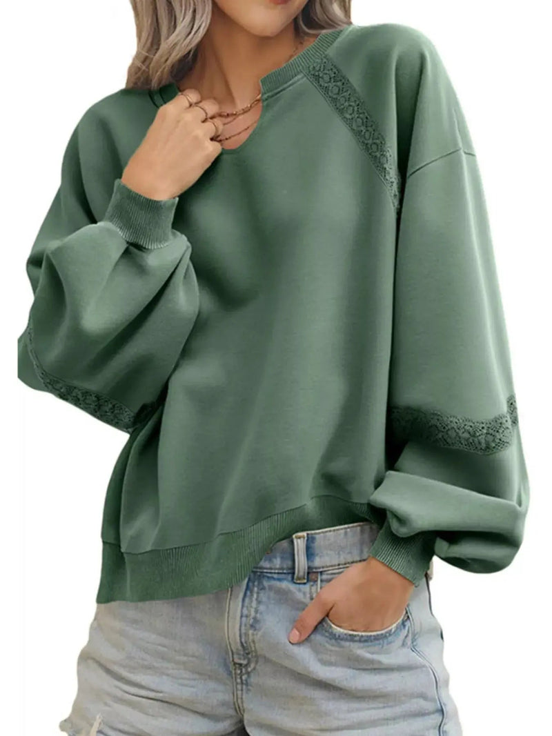 Gemütliches Sweatshirt mit Spitzenbesatz für lässig - schicke Looks - Livezo