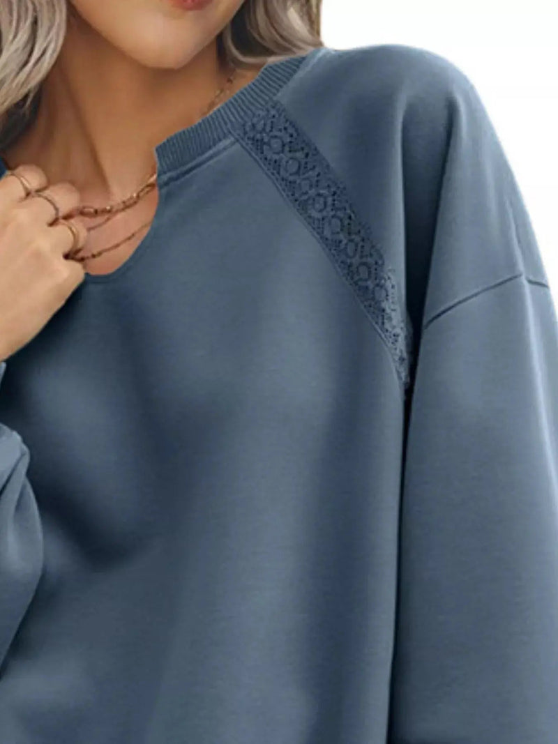 Gemütliches Sweatshirt mit Spitzenbesatz für lässig - schicke Looks - Livezo
