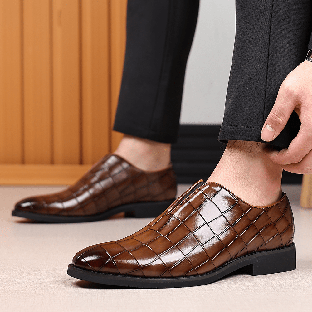 Genuine Leather Embossed Loafers - Harren Cole