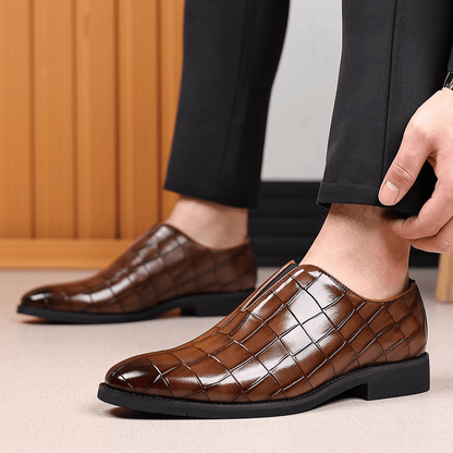 Genuine Leather Embossed Loafers - Harren Cole