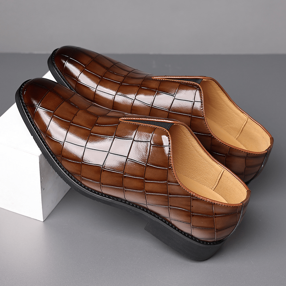 Genuine Leather Embossed Loafers - Harren Cole
