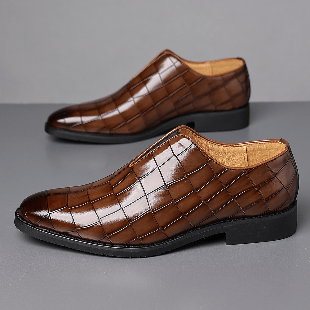 Genuine Leather Embossed Loafers - Harren Cole