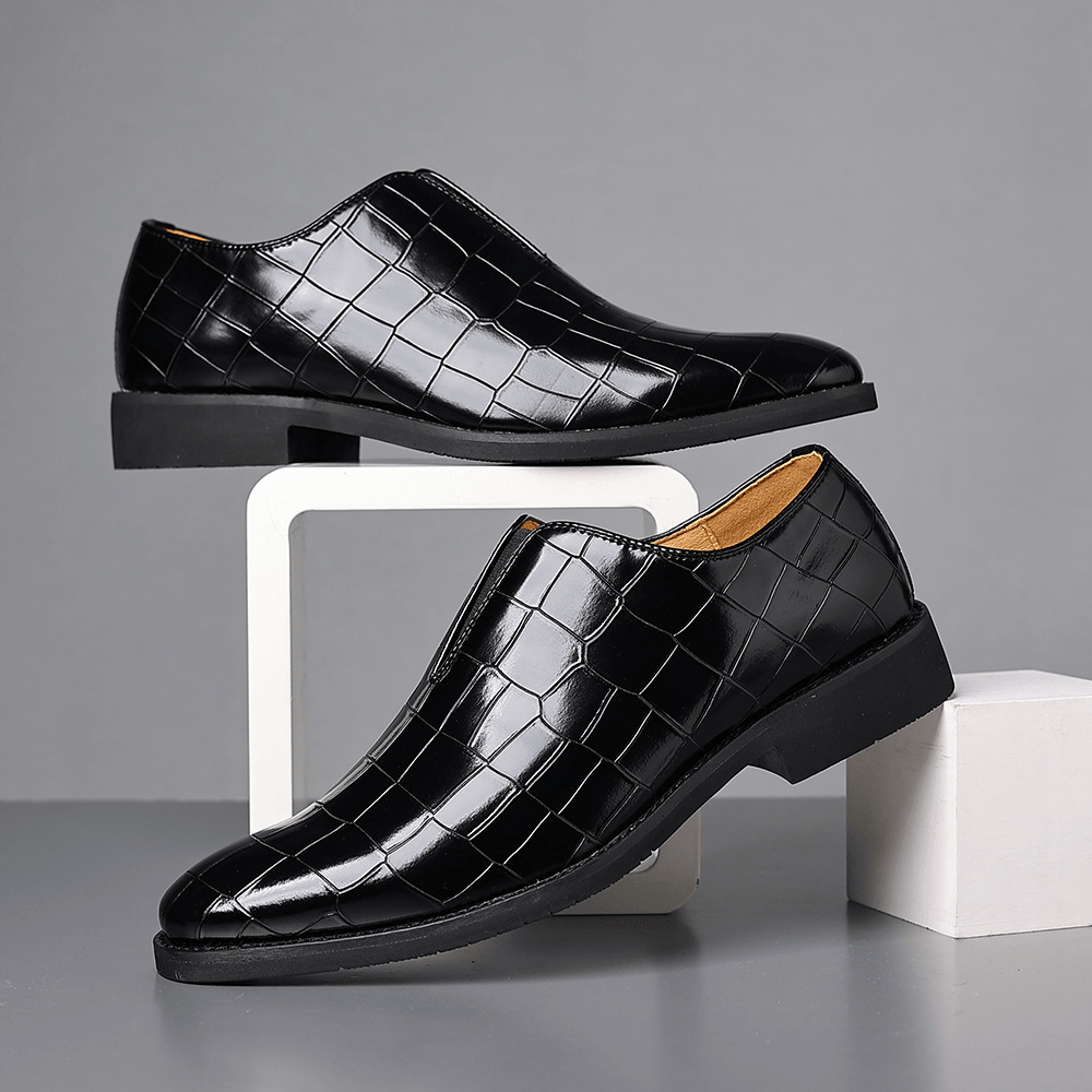 Genuine Leather Embossed Loafers - Harren Cole