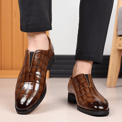 Genuine Leather Embossed Loafers - Harren Cole
