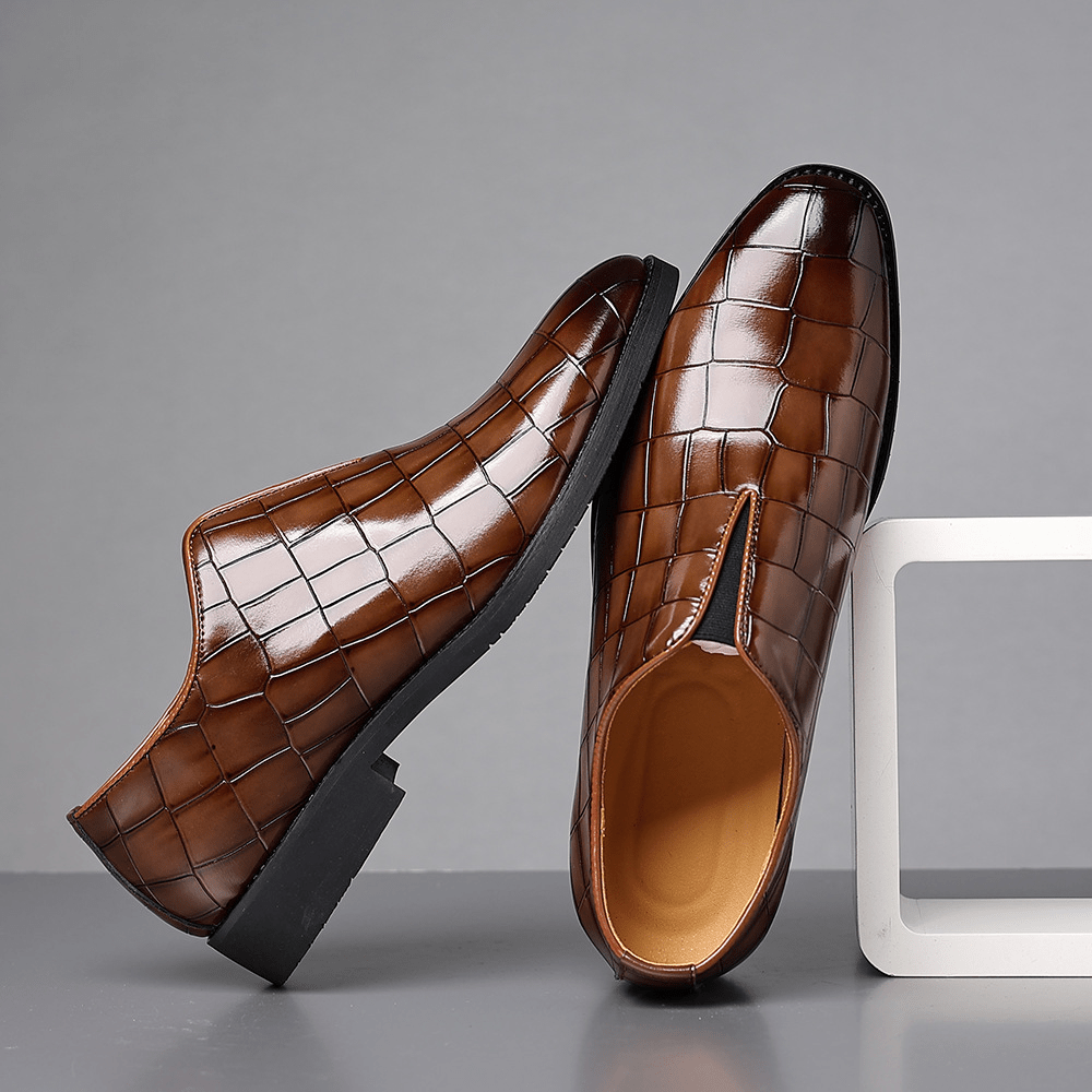 Genuine Leather Embossed Loafers - Harren Cole
