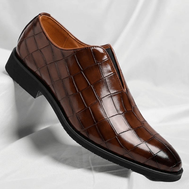 Genuine Leather Embossed Loafers - Harren Cole
