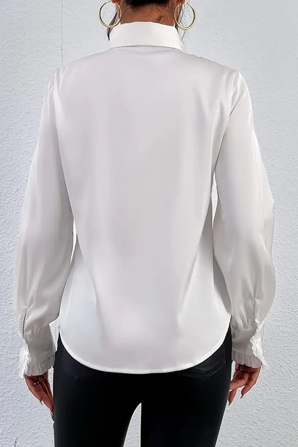 Gerüschtes, mehrlagiges Langarmhemd mit Reverskragen - Livezo