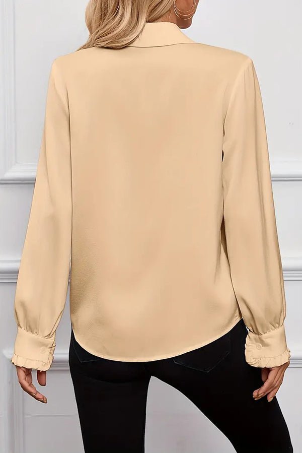 Gerüschtes, mehrlagiges Langarmhemd mit Reverskragen - Livezo