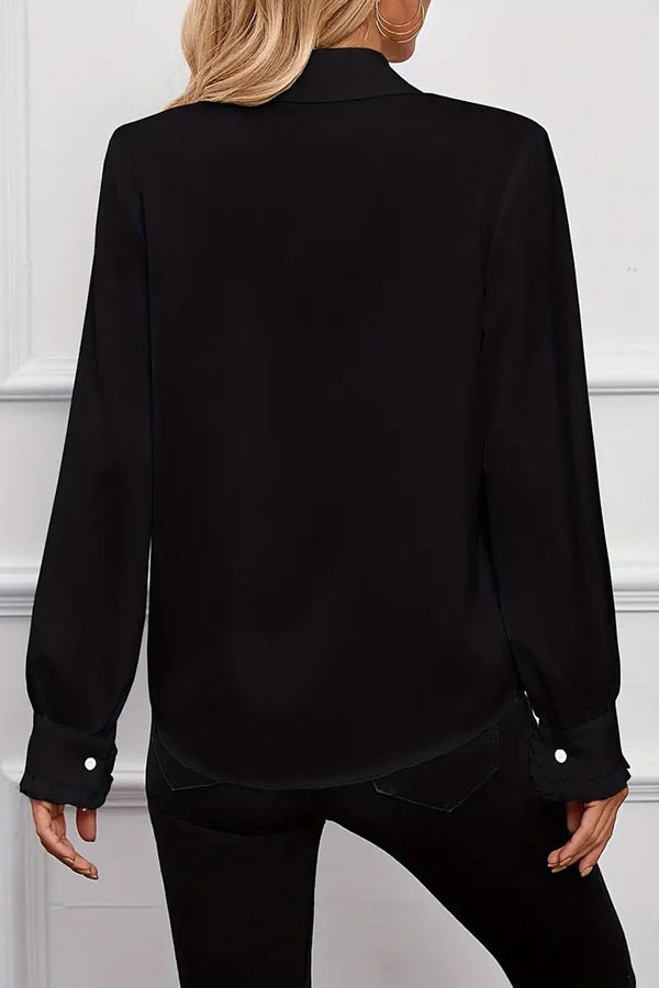 Gerüschtes, mehrlagiges Langarmhemd mit Reverskragen - Livezo