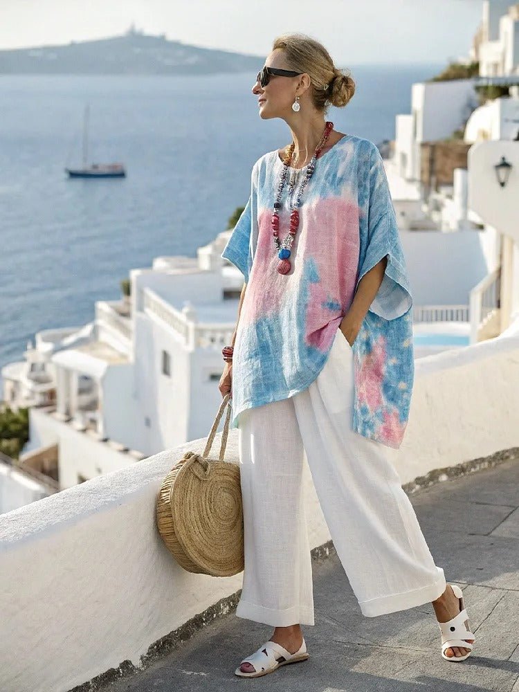 Gestreifter Retro - Zweiteiler mit Oversize - Top & Hose - Livezo