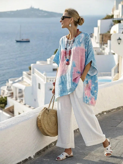 Gestreifter Retro - Zweiteiler mit Oversize - Top & Hose - Livezo