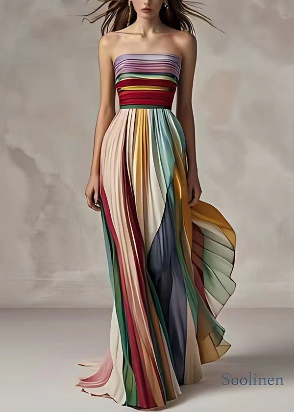 Gestreiftes Cold - Shoulder - Kleid - Livezo