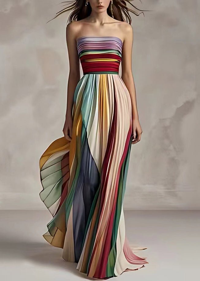 Gestreiftes Cold - Shoulder - Kleid - Livezo