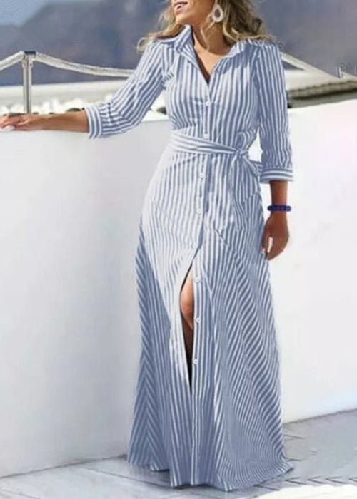 Gestreiftes Maxikleid Aus Baumwolle - Livezo