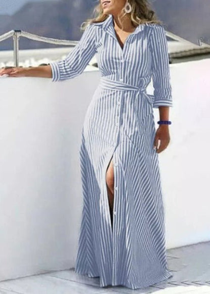 Gestreiftes Maxikleid Aus Baumwolle - Livezo