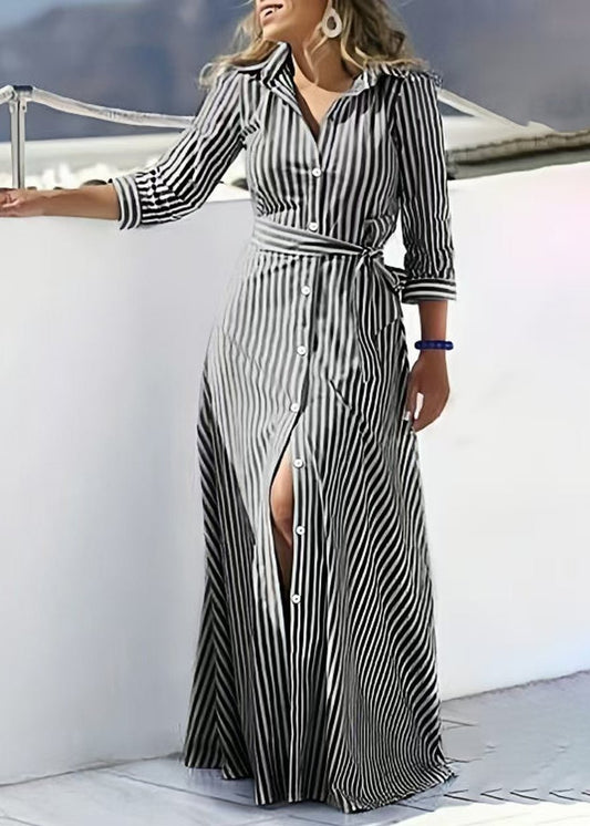 Gestreiftes Maxikleid Aus Baumwolle - Livezo