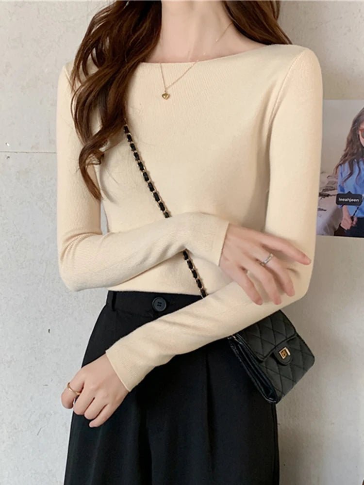 Gisela - Frauen Pullover Schlitzausschnitt Slim - Livezo