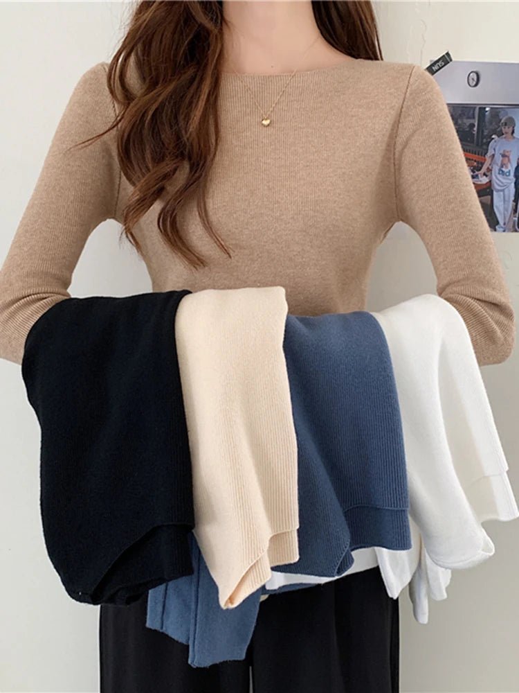Gisela - Frauen Pullover Schlitzausschnitt Slim - Livezo