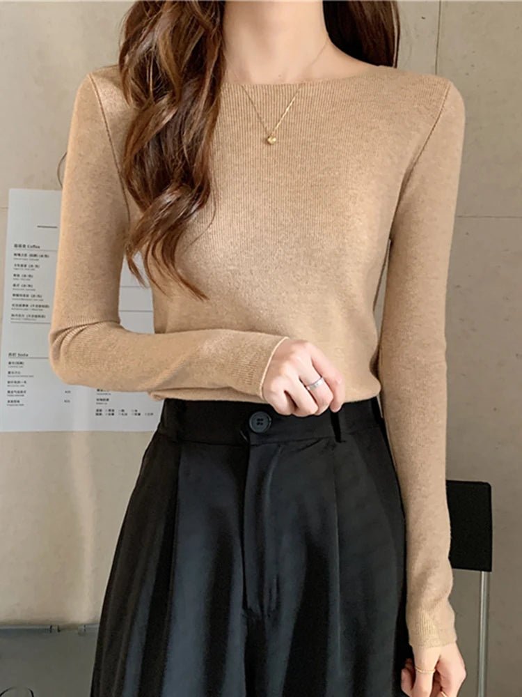 Gisela - Frauen Pullover Schlitzausschnitt Slim - Livezo