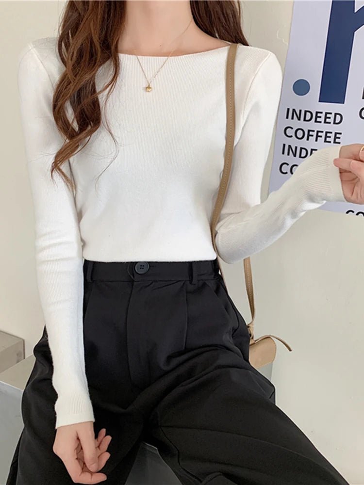 Gisela - Frauen Pullover Schlitzausschnitt Slim - Livezo