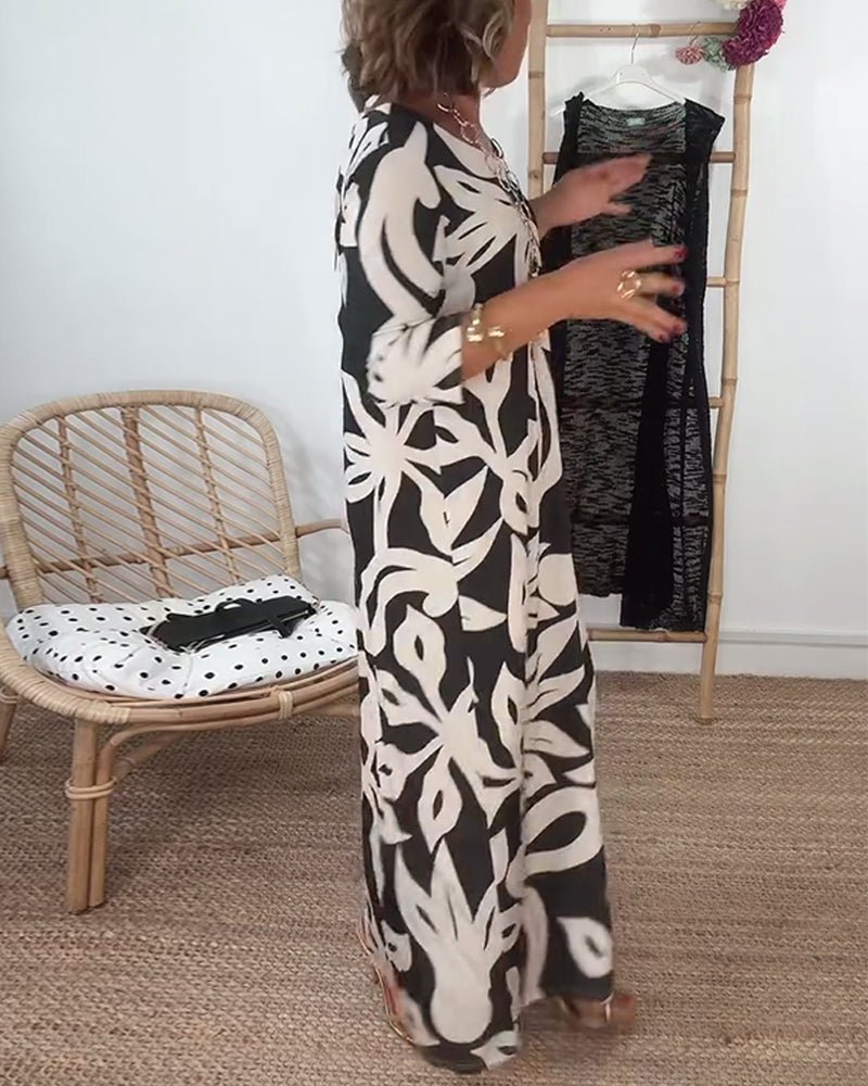 Halina - Rundhals - und Langarmkleid mit Print - Livezo