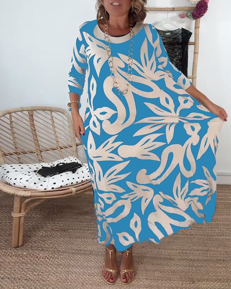 Halina - Rundhals - und Langarmkleid mit Print - Livezo