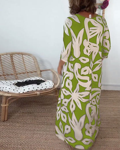 Halina - Rundhals - und Langarmkleid mit Print - Livezo