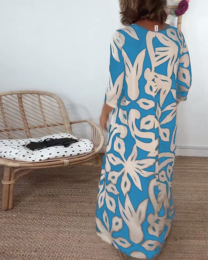 Halina - Rundhals - und Langarmkleid mit Print - Livezo