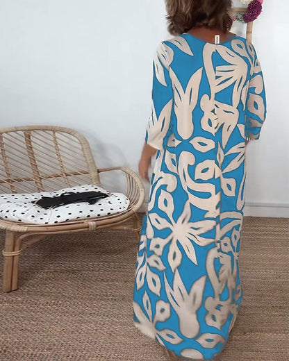 Halina - Rundhals - und Langarmkleid mit Print - Livezo