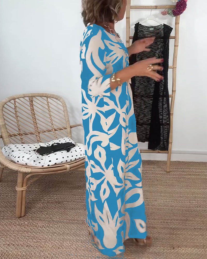 Halina - Rundhals - und Langarmkleid mit Print - Livezo