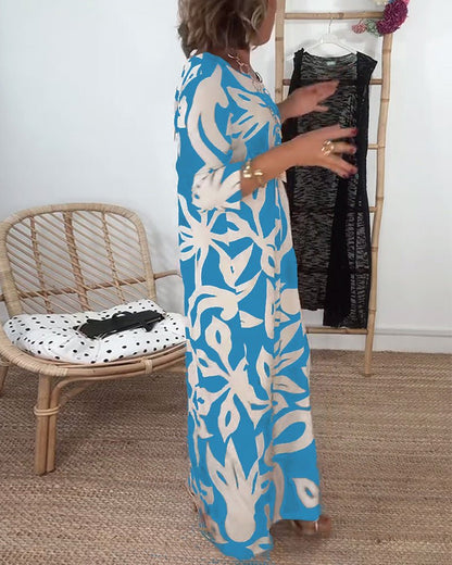 Halina - Rundhals - und Langarmkleid mit Print - Livezo
