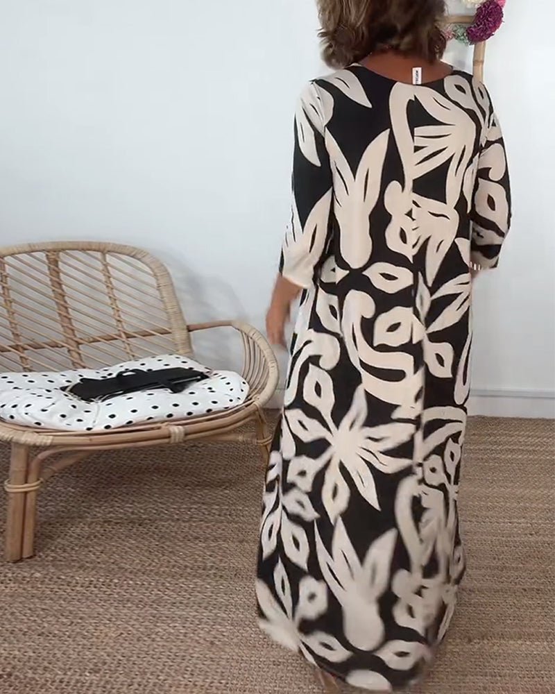 Halina - Rundhals - und Langarmkleid mit Print - Livezo