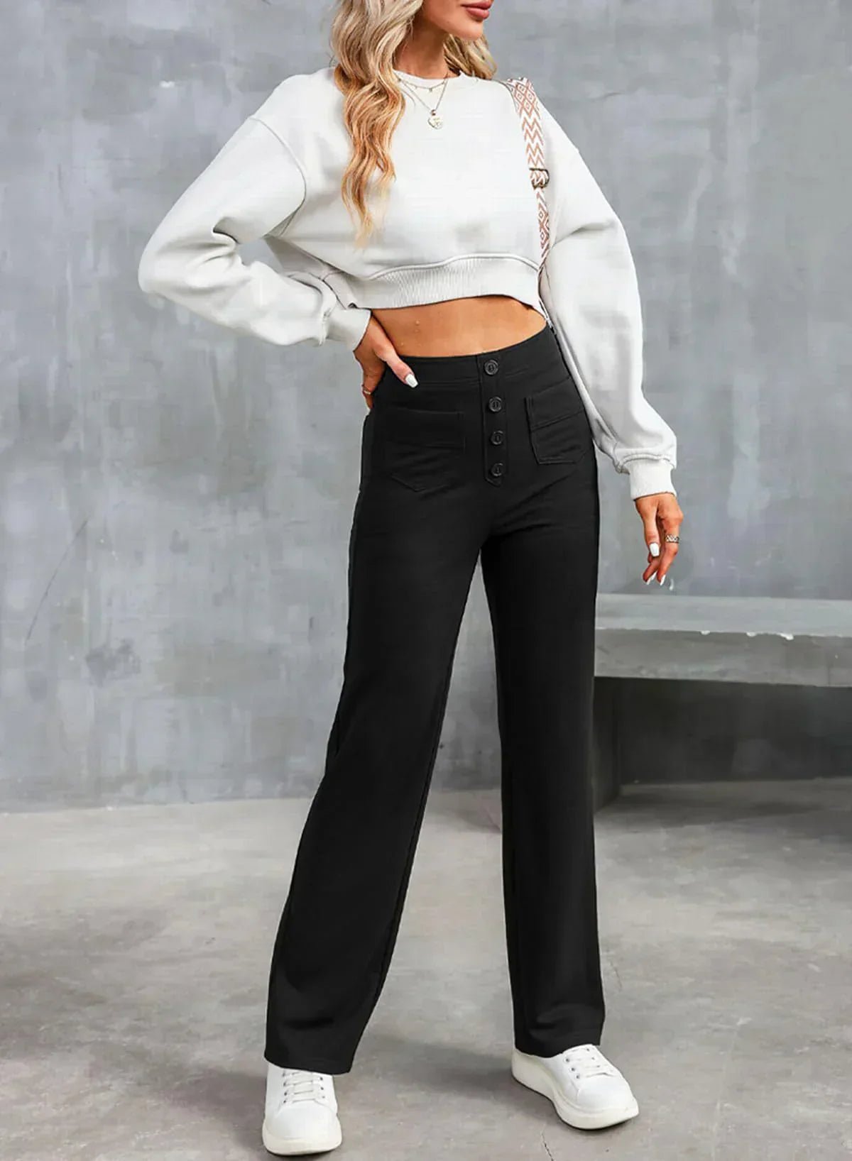 Helene - Elastische Freizeithose mit hoher Taille - Livezo