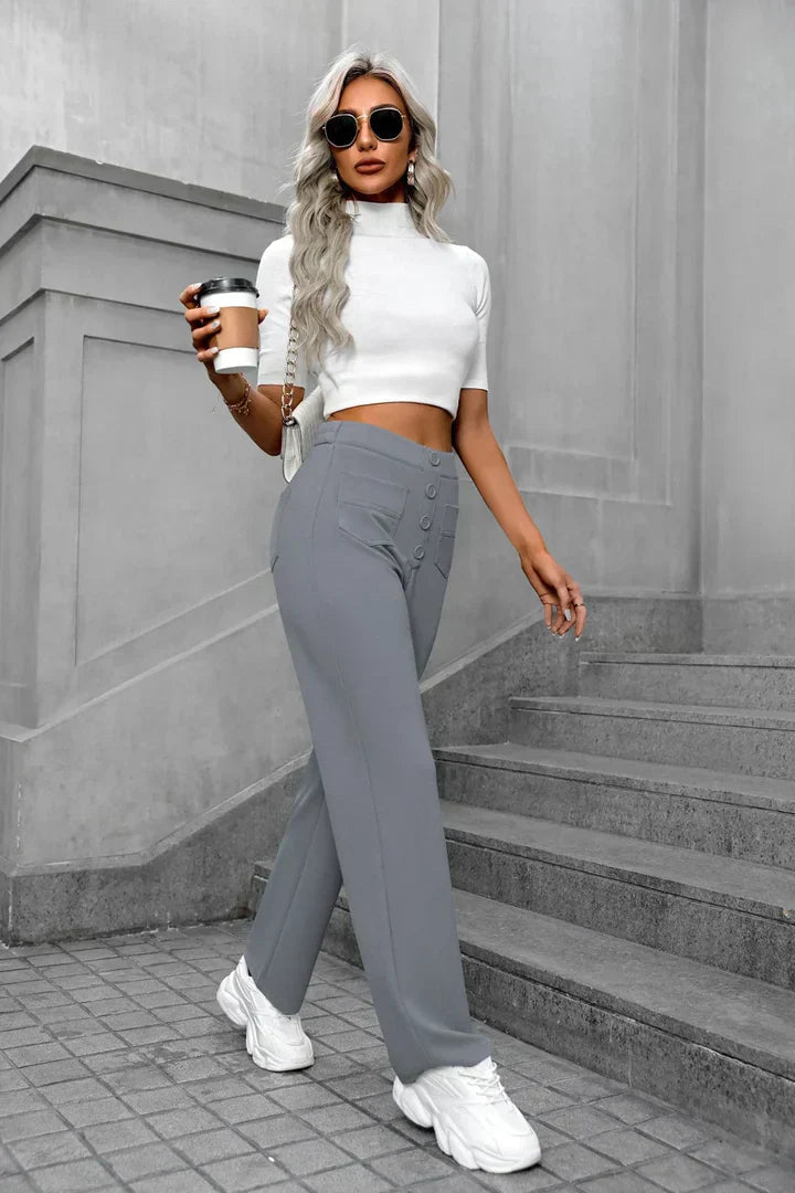 Helene - Elastische Freizeithose mit hoher Taille - Livezo