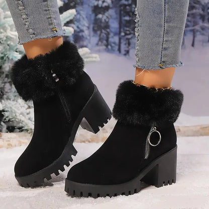 Helga - Winterstiefel für Damen mit Kunstfellfutter und klobigem Absatz - Livezo