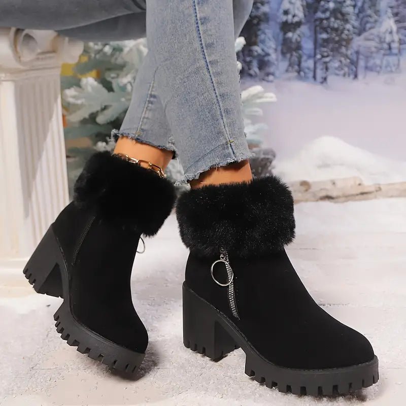 Helga - Winterstiefel für Damen mit Kunstfellfutter und klobigem Absatz - Livezo