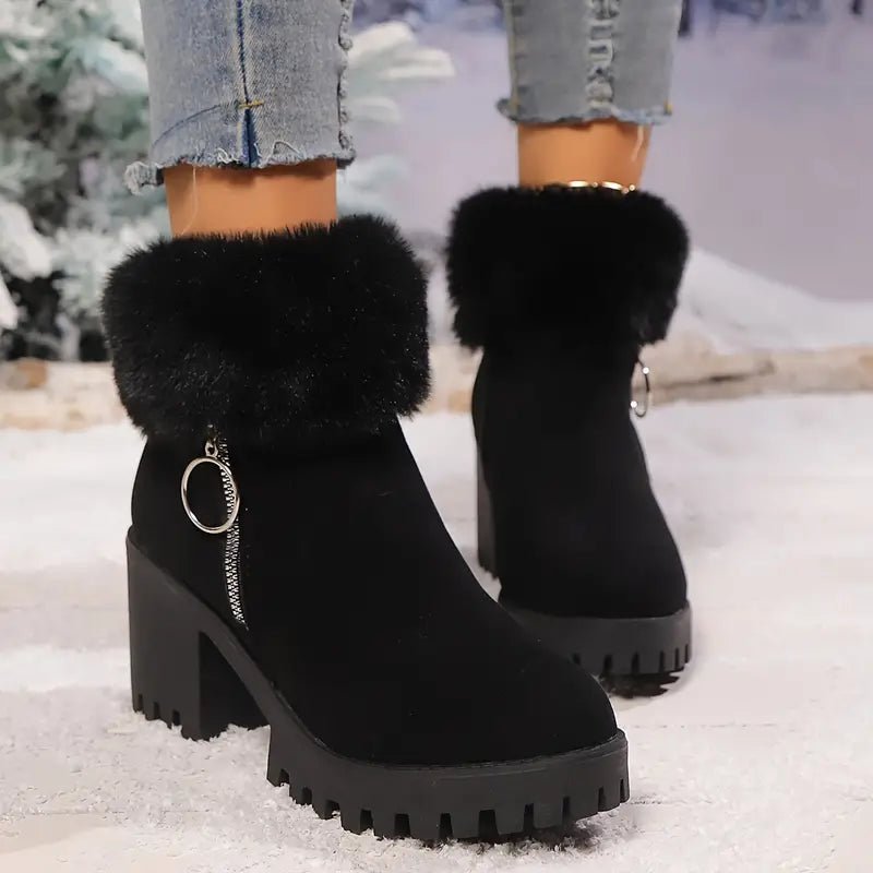 Helga - Winterstiefel für Damen mit Kunstfellfutter und klobigem Absatz - Livezo