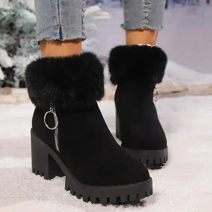 Helga - Winterstiefel für Damen mit Kunstfellfutter und klobigem Absatz - Livezo