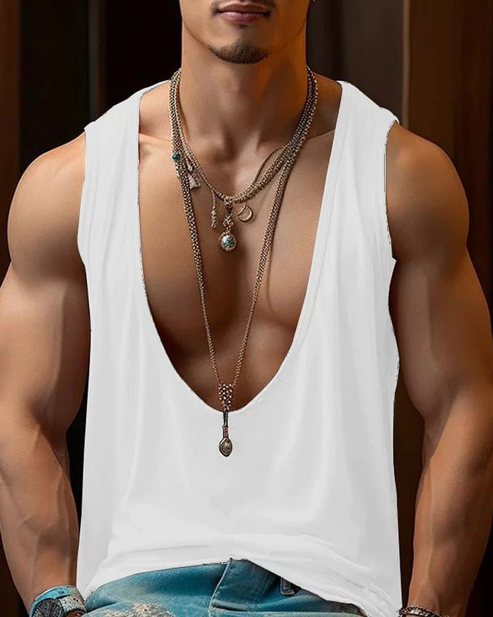 Herren Tanktop mit tiefem V - Ausschnitt - Livezo