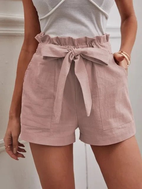 Hochtaillierte Shorts mit Bindegürtel für Damen - Livezo