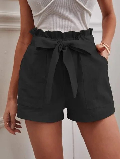 Hochtaillierte Shorts mit Bindegürtel für Damen - Livezo