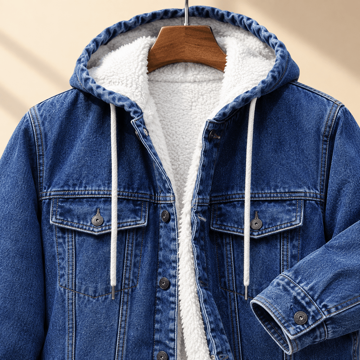 Hooded Denim Jacket With Plush Lining - Harren Cole