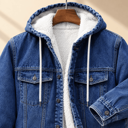 Hooded Denim Jacket With Plush Lining - Harren Cole