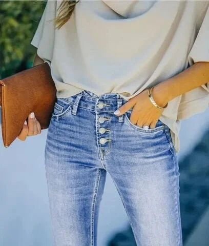 Ivona | Denim - Hose mit hoher Taille - Livezo