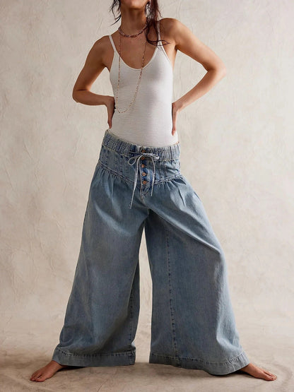 Jeans mit weitem Bein und lockerer Passform - Livezo