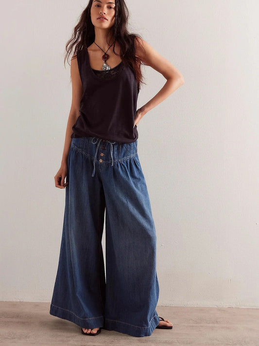 Jeans mit weitem Bein und lockerer Passform - Livezo