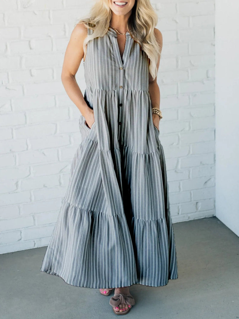 Jessa - Knopf - Front Stufenkleid - Livezo