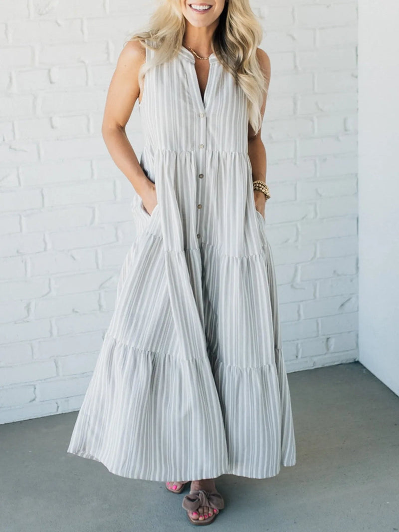 Jessa - Knopf - Front Stufenkleid - Livezo